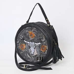 Bolso de Cuero Repujado con Diseño de Calavera, Estilo Western - Product Image 1
