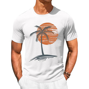 Camisetas de Manga Corta para Hombre, Cuello Redondo, Camisa Informal de Verano, Playa, Palmeras, Estilo Hawaiano Vintage - Product Image 1