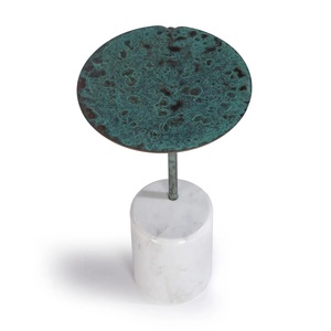 Mesa de Centro Contemporánea con Tapa Redonda Texturizada, Soporte de Pedestal Esculpido y Diseño Compacto que Ahorra Espacio para Bares - Product Image 1