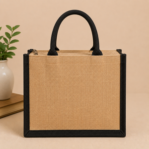 Sac fourre-tout en jute imprimé sur mesure, écologique, réutilisable, pour mariage, shopping et cadeaux, avec poignée en coton, 32x28x15cm - Product Image 6