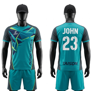 Uniforme de Bádminton para Hombre, 180 GSM, Transpirable, Poliéster Dri-Fit, Paneles Color Verde Azulado y Gris Carbón, Logotipo Personalizado por Transferencia Térmica, Jersey de Entrenamiento - Product Image 1