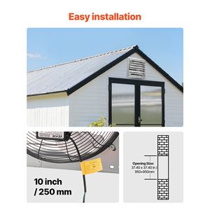 Ventilatore di Scarico a Parete da 36 Pollici, 11000 CFM, Motore AC, Struttura in Acciaio Resistente, Bassa Rumorosità per Ventilazione Sottotetto - Product Image 6