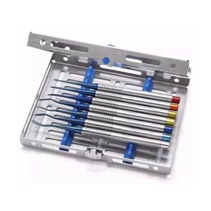 Kit réutilisable d'instruments dentaires en titane Blue root elevator luxating PDL pour implants, 7 pièces, avec plateau de cassette - Product Image 4