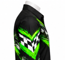 Black <b>Long</b> <b>Sleeve</b> Button-Up <b>Shirt</b> Green Motorcycle Racing Graphic Checkered Flag Abstract <b>Stripe</b> Print 100% Cotton <b>Men</b> - Product Image 5