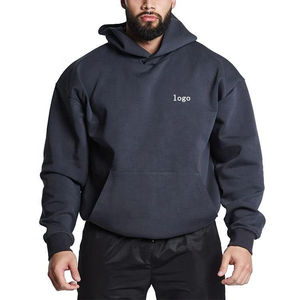 Sweat à capuche oversize pour homme 100% coton épais de luxe vierge à personnaliser avec impression et épaules tombantes - Product Image 4