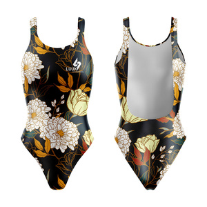 Traje de Baño Ecológico para Mujer, de Spandex y Poliéster, con Estampado por Transferencia de Calor, Personalizable, Cuello Redondo sin Costuras - Product Image 1