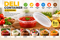 Contenants de qualité supérieure de 8 oz, 12 oz, 16 oz, 24 oz et 32 oz, fabriqués en plastique PP de qualité alimentaire, étanches et compatibles micro-ondes, pour la livraison de repas.