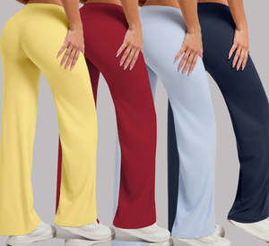 Leggings de yoga évasés en tricot taille mi-haute pour femmes, respirants, écologiques, extensibles, pour la gym et le fitness, couleurs personnalisables - Product Image 1