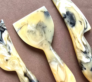 Large Resin <b>Cheese</b> <b>Knife</b> & Butter Spreader <b>Set</b> with Swirl Pattern Vibrant Homewares-Handheld Eco-Friendly Dishwasher Safe - Product Image 2