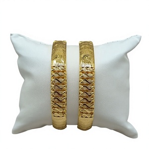 22K Solid Gold <b>Bangle</b> <b>Set</b> for Women Traditional Indian Gold Kada Pair Elegant Handcrafted Yellow Gold Bracelets - Product Image 1