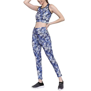 Vêtements de sport Edoor en gros, vêtements de yoga à impression par sublimation, ensemble soutien-gorge et leggings pour femmes, Spandex/Polyester, antibactérien - Product Image 6