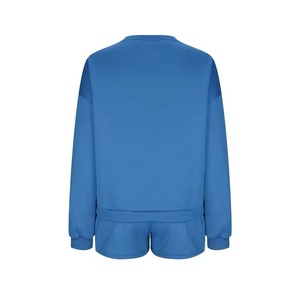 Ensembles de vêtements de détente pour femmes, hauts à épaules tombantes surdimensionnés imprimés sur mesure et shorts à taille élastique, tenues d'été en 2 pièces - Product Image 3