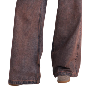 Jean large vintage délavé respirant 100 % coton pour femme, taille mi-haute, coupe classique, décontracté, longueur complète - Product Image 5