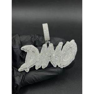 Lab Grown Diamond Script <b>Name</b> Pendant Iced Out Hip Hop <b>Necklace</b> <b>Custom</b> Letter Bling Jewelry Gift - Product Image 3