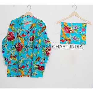 Latest Trendy 100% cotton fabric Pajama Set Sleepwear Set for <b>Women</b> <b>Top</b> Quality Digital Prints with Customize size Available - Product Image 3