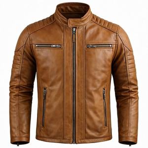 Veste de moto en cuir de vachette véritable de qualité supérieure pour homme, veste en cuir noir vintage, veste de motard slim fit pour homme - Product Image 1