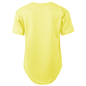 Maillot de baseball jaune à col en V, manches courtes, maille respirante, unisexe, adulte, coupe classique, fermeture à boutons, couleur unie, vêtements de sport - Product Image 2