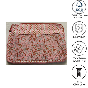Funda para Portátil de Algodón Puro Acolchada con Estampado a Mano, Bolsillos con Cremallera, Diseño Clásico y Elegante, Suave y Duradera - Product Image 4