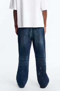 Jeans de hombre de corte regular personalizado, cintura media, 100% algodón, pantalones vaqueros holgados para hombre, pantalones vaqueros con lavado efecto barro para hombre - Product Image 2