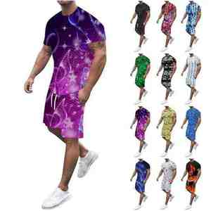 ชุดเซ็ตแทรคสูทลำลองผู้ชายรุ่นใหม่ล่าสุดประจำฤดูร้อนปี 2026 เสื้อยืดและกางเกงขาสั้น สำหรับกิจกรรมกลางแจ้ง แห้งเร็ว น้ำหนักเบา สวมใส่สบาย - Product Image 2