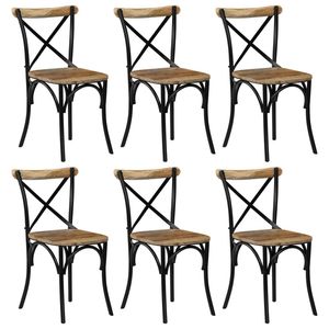 Juego de 6 Sillas de Comedor Cruzadas de Madera de Mango Negra Sólida, Duraderas y Elegantes - Product Image 1