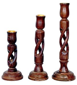 Support/Porte-bougie en bois au design magnifique, porte-bougie en bois fait main pour la maison - Product Image 3