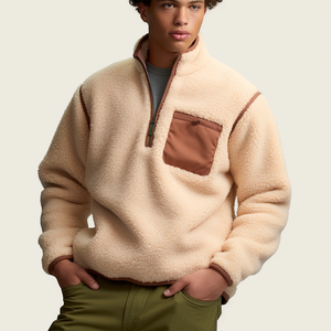 Veste en polaire sherpa pour homme, tricotée, unie, zippée, col montant, softshell, avec poche poitrine, pour la randonnée en extérieur - Product Image 1