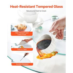 Piatto Girevole Lazy Susan in Vetro Temperato da 30 Pollici, Silenzioso e Fluido, con 6 Ruote Rotanti, Centrotavola per Tavolo da Pranzo, Rotazione a 360 Gradi - Product Image 4