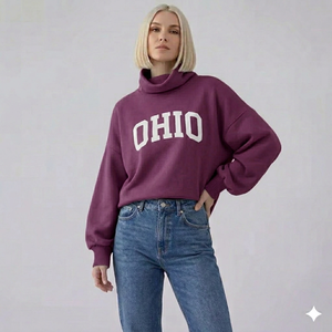 Pull col roulé oversize pour femme OHIO, manches longues, tricoté, couleur unie, pour l'automne, respirant, en coton et bambou, col montant - Product Image 3