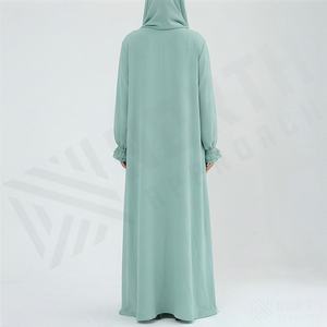 Ensemble Abaya Musulmane Décontractée et Élégante pour l'Été, avec Nœud et Perles, en Chiffon, Robe Longue et Foulard Assorti, Style Islamique Modeste - Product Image 2