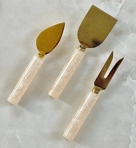 2026 Latest Design Modern Simple Stainless Steel <b>Cheese</b> <b>Knife</b> <b>Set</b> Resin Stone Design 7 Inch Eco-Friendly Dishwasher Safe Home - Product Image 1