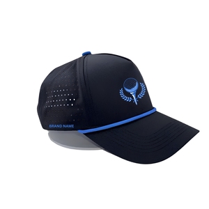 Custom PVC Rubber Patch Logo Performance Golf <b>Cap</b> With 5-Panel Waterproof Men Hat Laser Cut Holes <b>Snapback</b> Closure Multi Colors - Product Image 5