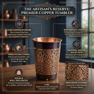 Les verres en cuivre pur allient un design ayurvédique traditionnel à une artisanat exquis pour un bien-être de luxe en gros. - Product Image 6