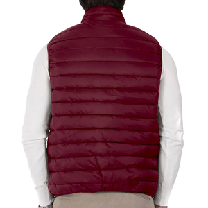 <b>Men's</b> Hooded Winter <b>Vest</b> Solid <b>Black</b> Polyester Windproof Casual Puffer Jacket with Zipper Front Logo Waterproof Custom Size Logo - Product Image 2