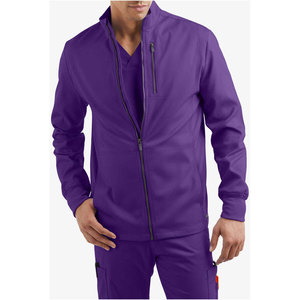 Veste zippée en polaire pour homme, couleur violette, col montant, style workwear, coupe-vent, pour l'automne, en polyester, manches classiques - Product Image 1