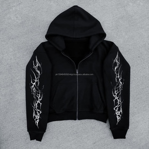 Haute qualité Vintage hommes Streetwear survêtement écran imprimé fermeture éclair Sweat à capuche costume évasé pantalons de survêtement ensemble - Product Image 3