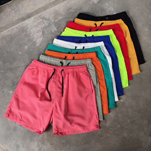 Shorts pour hommes à taille élastique avec cordon de serrage, en mélange lin-coton, coupe droite - Product Image 2