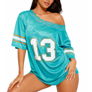 Maillot de football américain Y2K personnalisable, style rétro, avec dentelle à la taille et col en V, maillot de football américain OEM, chemise de sport d'été - Product Image 5