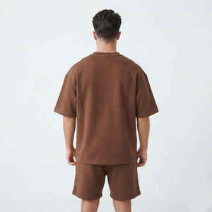 Men's <b>T</b> <b>Shirt</b> and Short Set With Zipper Casual Oversized <b>Shirts</b> Sets Cotton <b>Polyester</b> Pullover Men's Custom LOGO Tracksuit - Product Image 4