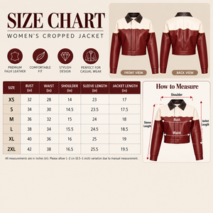Women's Color Block PU Leather Bomber <b>Jacket</b> Full <b>Sleeve</b> Turn-down Collar Zipper Closure <b>Short</b> Length Autumn Style - Product Image 5
