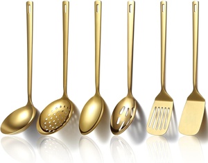 Juego de Utensilios de Cocina de Lujo con Acabado Dorado, Cuchara para Servir, Cuchara Perforada, Espátula y Accesorios de Cocina para el Hogar - Product Image 6
