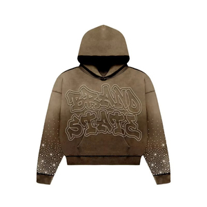 Sudadera con Capucha Extra Grande con Diseño de Corte de Diamante, Unisex, Mezcla de Algodón Premium, Felpa Gruesa, con Pedrería Brillante, Estilo Urbano, Invierno, ODM - Product Image 1