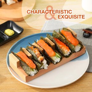 Support en bois pour sushi et tacos, présentoir japonais pour temaki et hand roll, plateau de service en bois pour sushi, vente en gros pour restaurants - Product Image 3