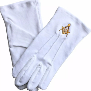 Guantes Unisex de Algodón/Material Personalizados y Cómodos, con Bordado Masónico a Cuadros, para Ceremonias Fraternales Formales - Product Image 2