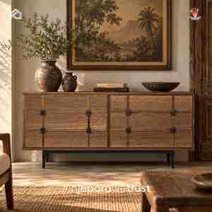 Antique Style Solid Teak Wood Sideboard Vintage Wooden <b>Storage</b> <b>Cabinet</b> Credenza for Living <b>Room</b> <b>Dining</b> <b>Room</b> Hotel Furniture - Product Image 1