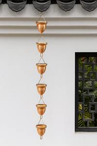 Chaînes de pluie décoratives en cuivre en forme de seau, en métal, pour le jardin, pour l'irrigation des plantes et la récupération des eaux de pluie - Product Image 3