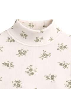 Débardeur court côtelé personnalisé à col montant sans manches avec imprimé floral vert pour femme, coupe ajustée extensible, décontracté, tendance été - Product Image 4