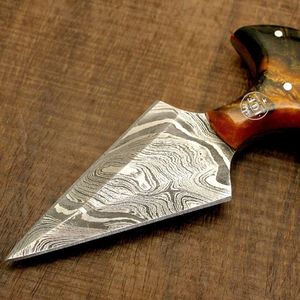 Custom Handmade Damascus Steel <b>Craft</b> <b>Tool</b> T-Handle Leather Cutting Knife Resin Handle EDC Gift - Product Image 1