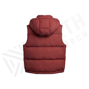 Hooded Quilted Vest Women Winter Solid Color Polyester Filling Button Closure Regular Length Woven Fabric - Product Image 2