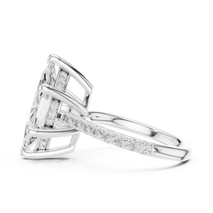 Anillo de Diamantes con Corte Corazón, Oro Sólido de 14K, Oro Rosa, Joyería Clásica de Lujo para Mujer, Diamantes Laterales para Aniversario o Fiesta - Product Image 3